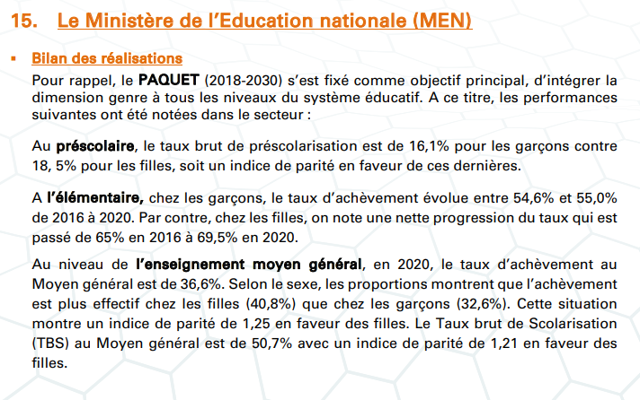 Budgétisation sensible au Genre: Comment l'intégration du Genre dans la planification opérationnelle des Ministères a été faite (Document, partie3)