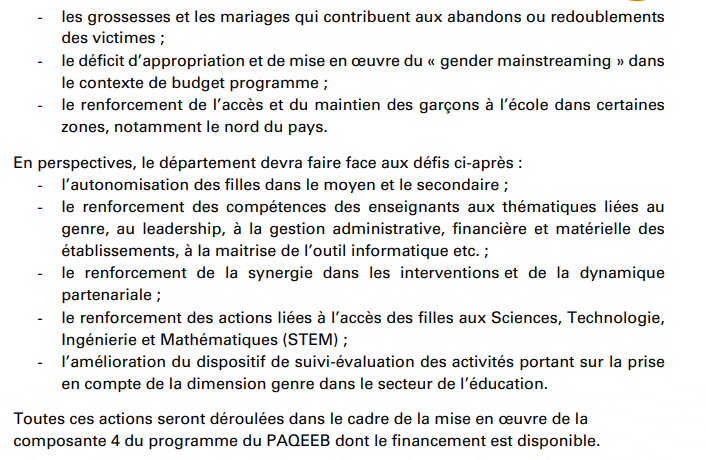 Budgétisation sensible au Genre: Comment l'intégration du Genre dans la planification opérationnelle des Ministères a été faite (Document, partie3)
