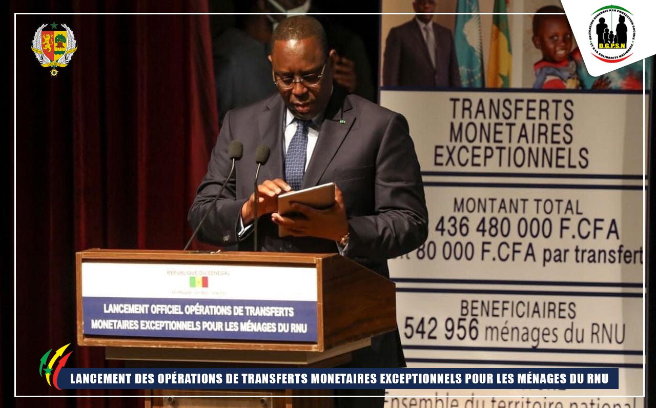 Photos/ Rnu: Le Président de la République, Macky Sall, lors du lancement des opérations de transferts monétaires exceptionnels