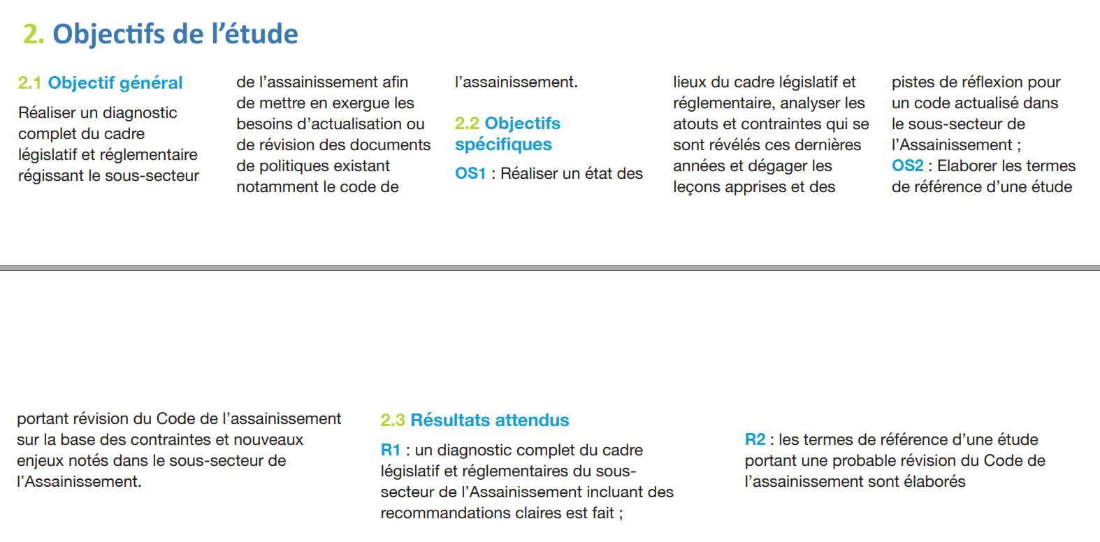 Diagnostic du cadre législatif et règlementaire dans le sous-secteur de l'assainissement : Termes de référence pour le recrutement d’un consultant