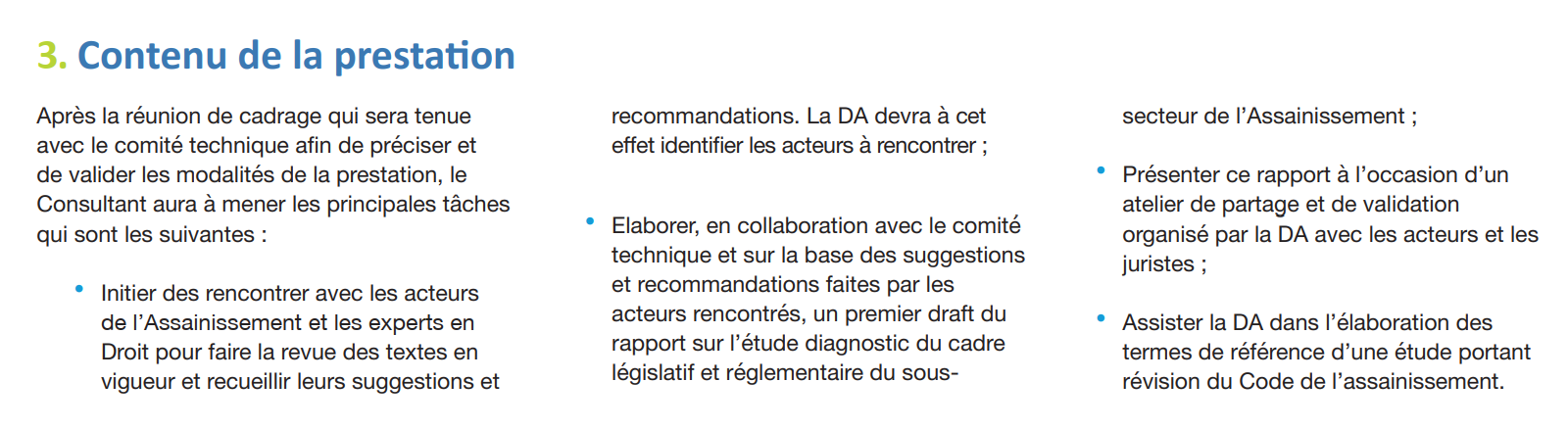 Diagnostic du cadre législatif et règlementaire dans le sous-secteur de l'assainissement : Termes de référence pour le recrutement d’un consultant