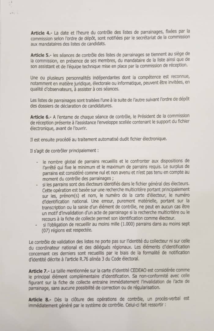 Le surplus de parrainages n'a aucun effet sur la validité d'une liste, selon l'article 6 d'un arrêté ministériel