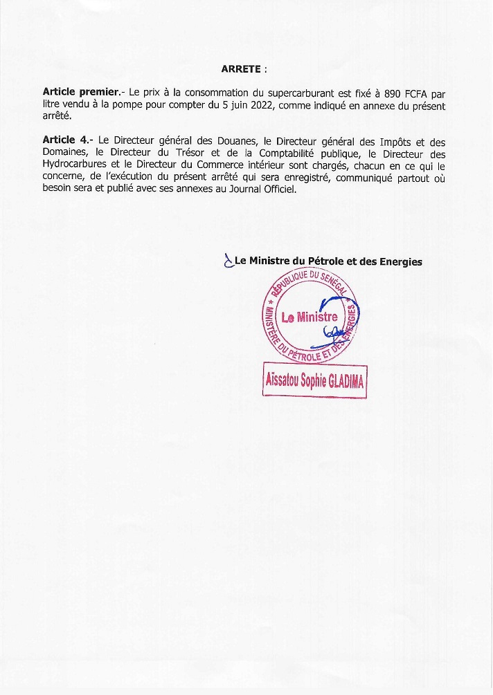 Hausse du prix de l’essence : le prix du supercarburant est fixé à 890 FCFA
