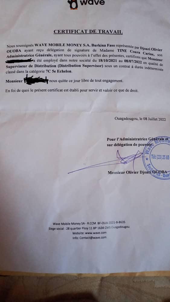 Wave Burkina licencie 200 employés CDD et CDI ce jeudi 30 juin 2022 pour des motifs financiers