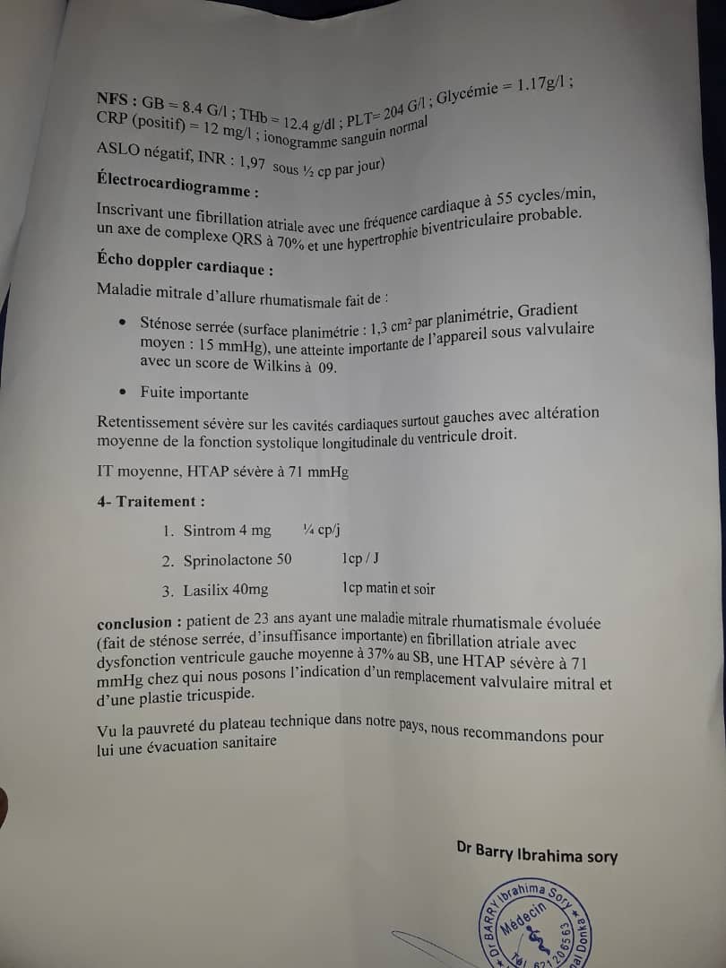 SOS / Atteint d’une maladie cardiaque grave: Lamine Camara sollicite une aide financière de près de 8 millions FCfa pour se soigner en Tunisie