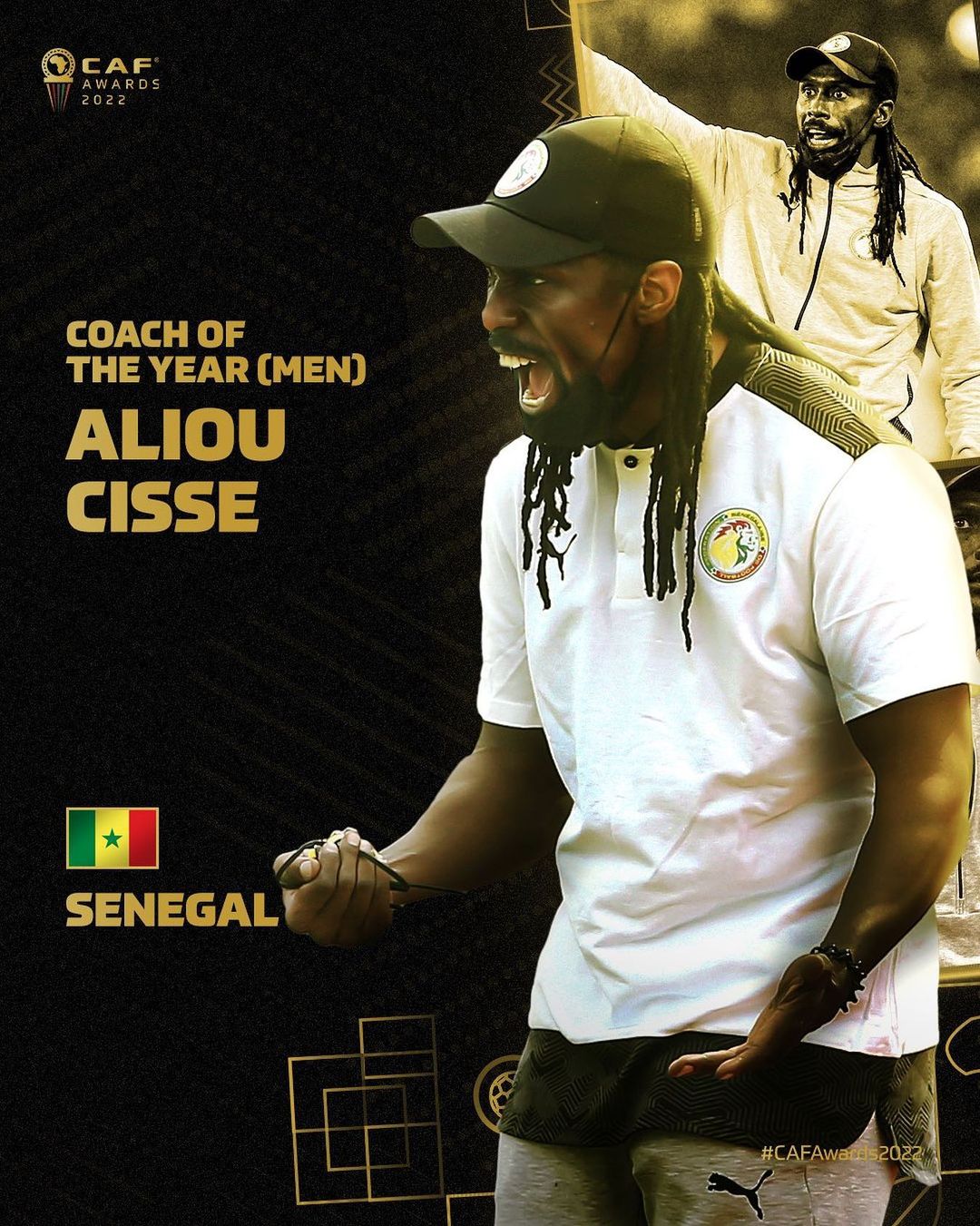 Aliou Cissé décroche le Prix du Meilleur Entraîneur de l’Année  #CAFAwards2022