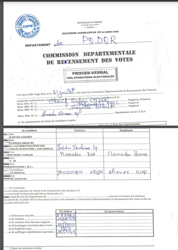 Législatives / Podor : BBY garde son "titre foncier" avec 91 653 voix contre 1 748 pour Yewwi