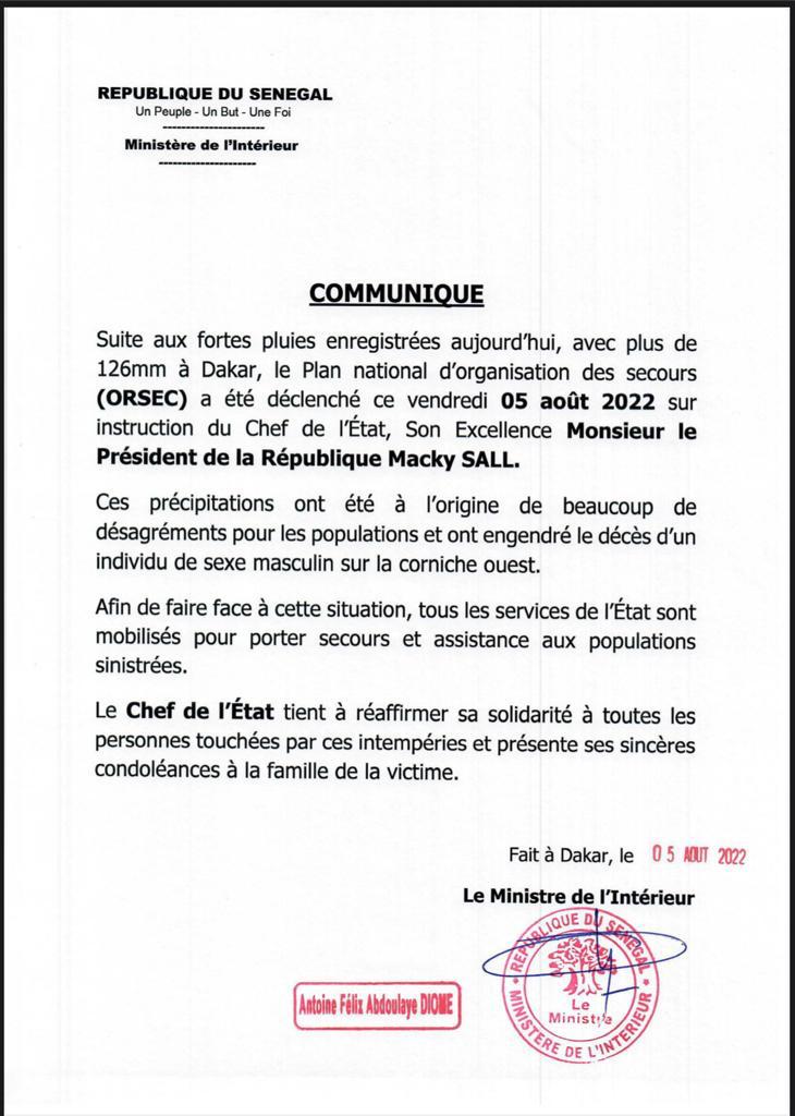 Pluies diluviennes à Dakar : Macky Sall déclenche le Plan ORSEC