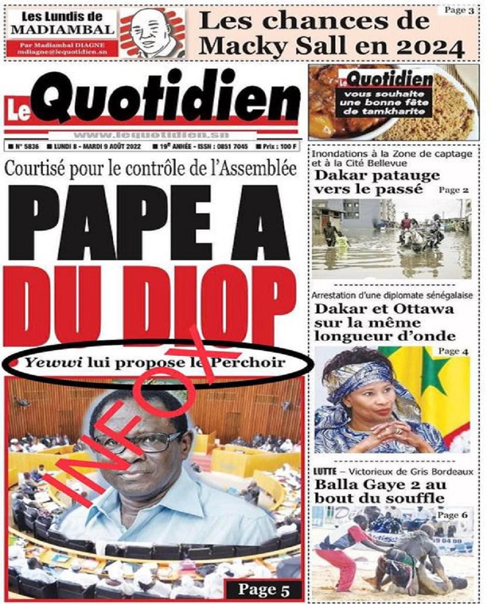 Poste de président de l’Assemblée proposé à Pape Diop: YAW dément fermement et insulte au passage « Le Quotidien »