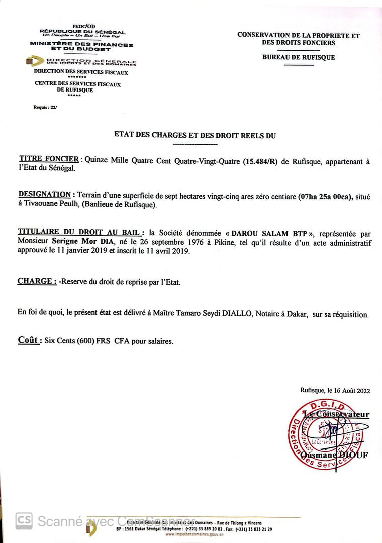 Ce document (voir ci-contre) remet en cause toutes les déclarations de Amina Sangott Dia. Il n'est nullement mentionné une quelconque dette contractée par Moustapha Dia, donc les charges sont néant. D'ailleurs, l'affaire est pendante au tribunal. Par ailleurs, sous l'effet d'une plainte par Moustapha Dia, elle s'est confondue en excuses sur procès verbal devant les enquêteurs, arguant que tout ce qu'elle disait était sans fondement.