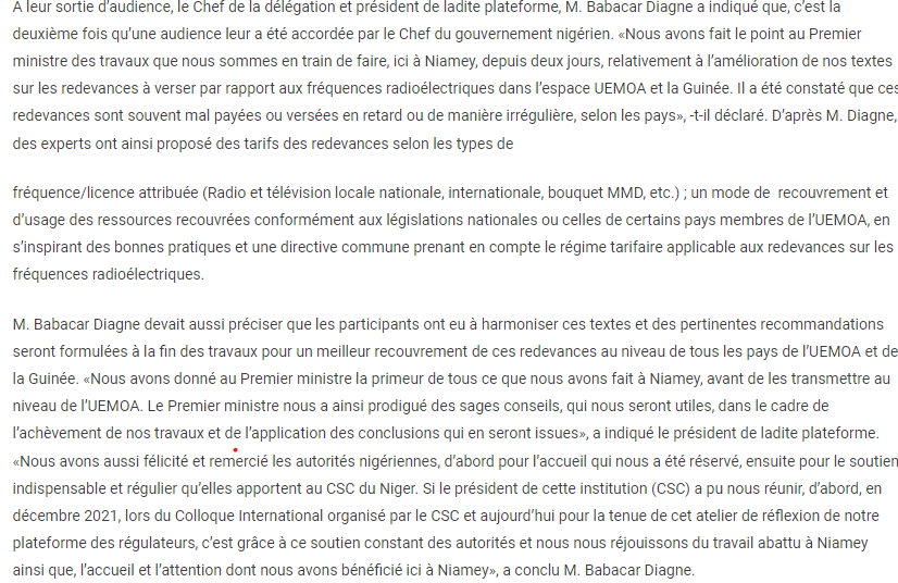 Babacar Diagne reçu par le Pm nigérien