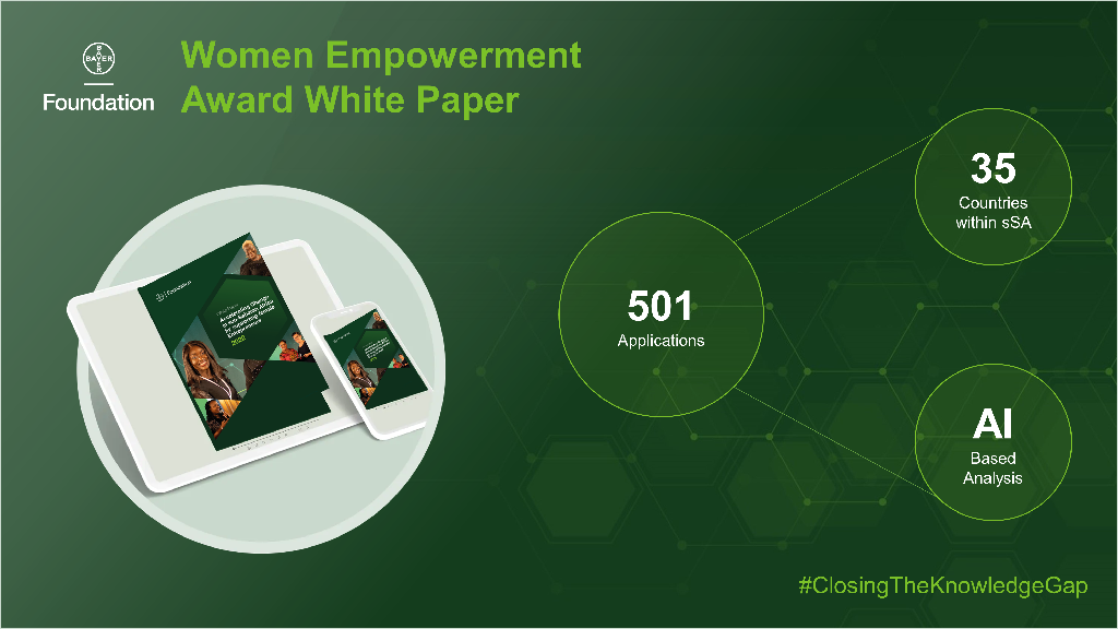 La Fondation Bayer publie un livre blanc sur les défis auxquels sont confrontées les femmes entrepreneurs en Afrique sub-saharienne La Fondation Bayer publie un livre blanc sur les défis auxquels sont confrontées les femmes entrepreneurs en Afrique sub-saharienne