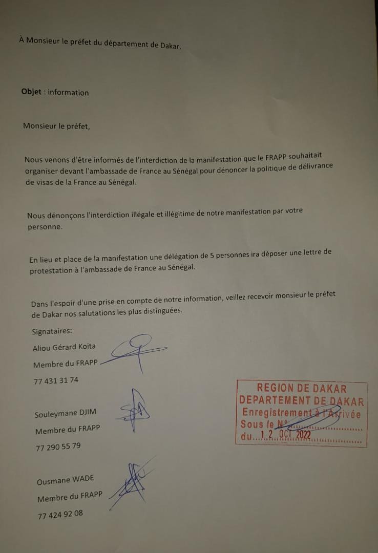 Mafia des visas: Interdiction de la manif' devant l'Ambassade de France, ce que compte faire le Frapp