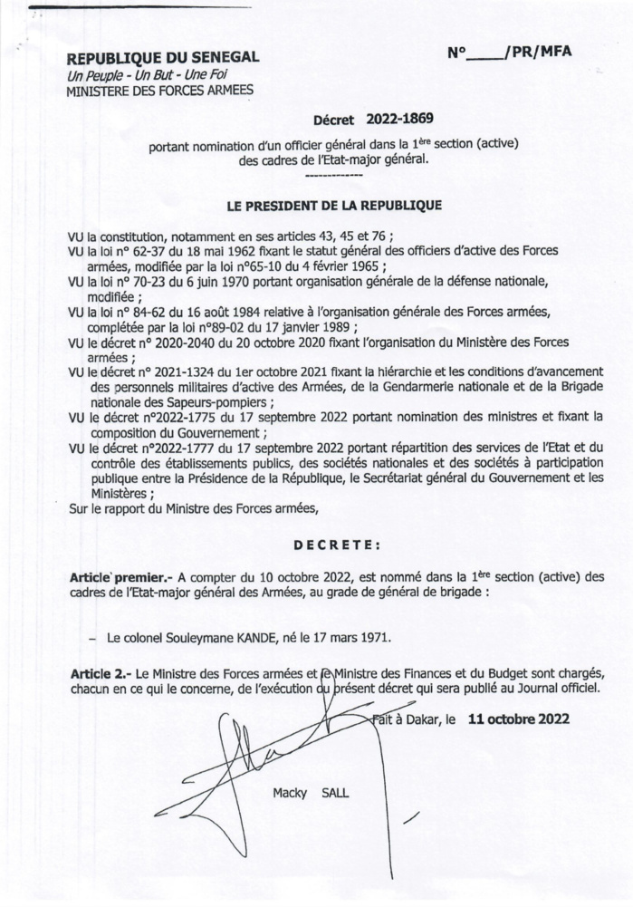 Le président de la République, Macky Sall, signe plusieurs décrets de nomination (DOCUMENTS)