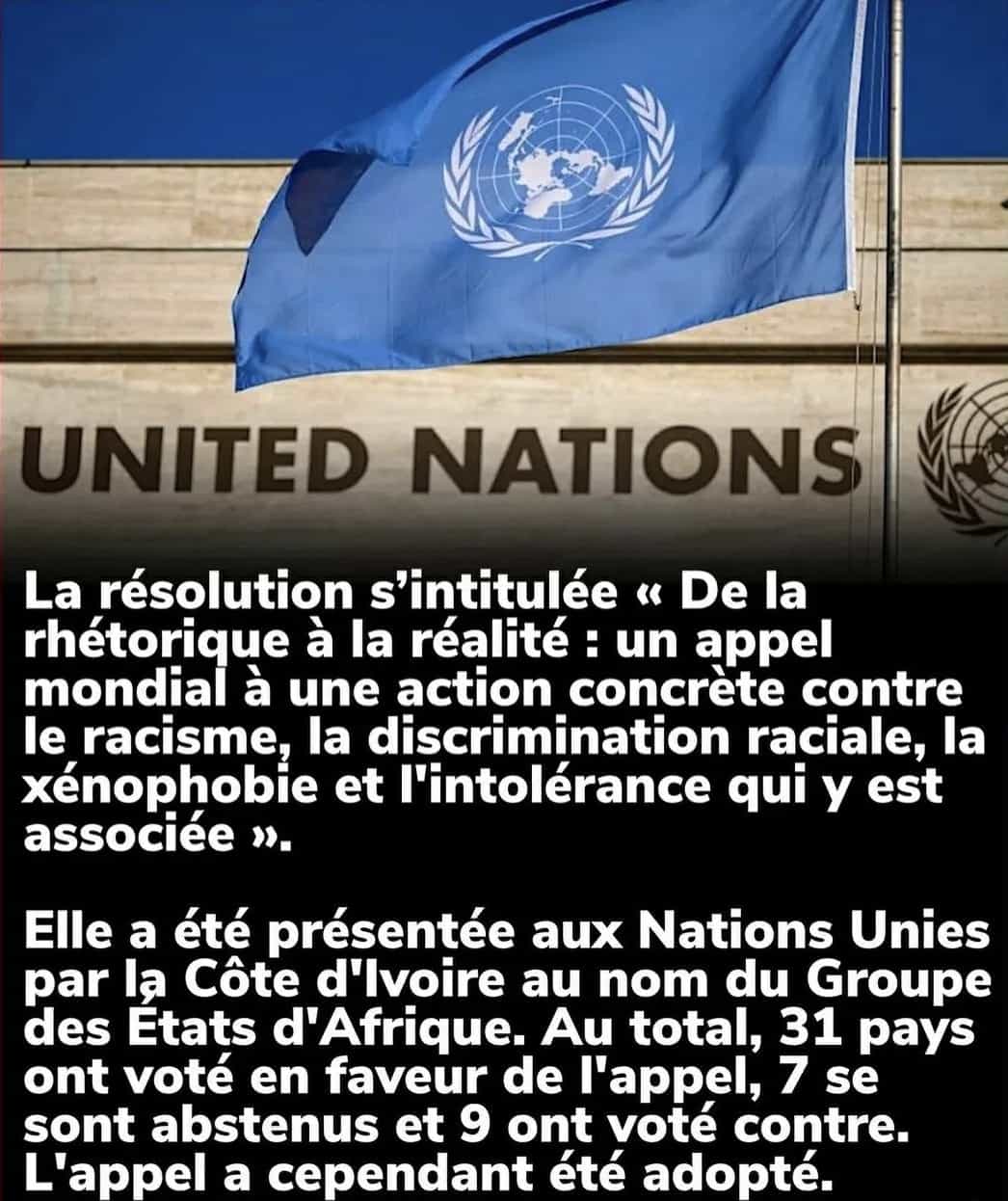 Lutte contre le racisme : Les Etats-Unis, la France, l’Angleterre, l’Allemagne et 5 autres pays occidentaux, votent contre