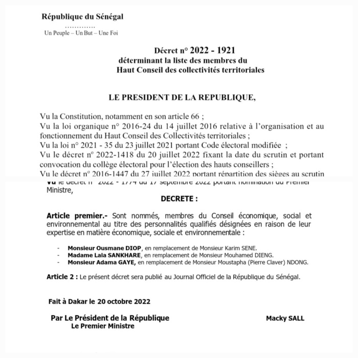 HCCT : Les 150 membres du HCCT connus