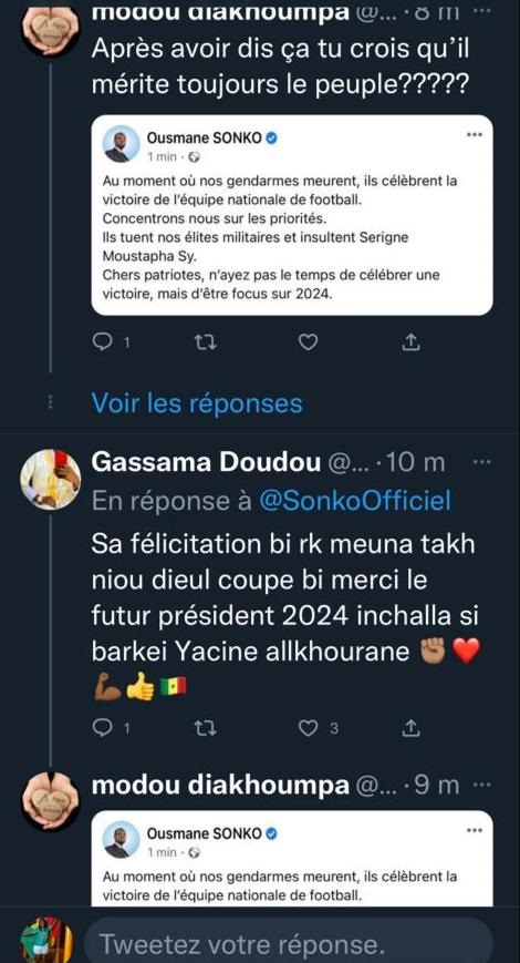 Tweet controversé: Ousmane Sonko s'indigne de la célébration de la victoire des Lions avant de les...féliciter
