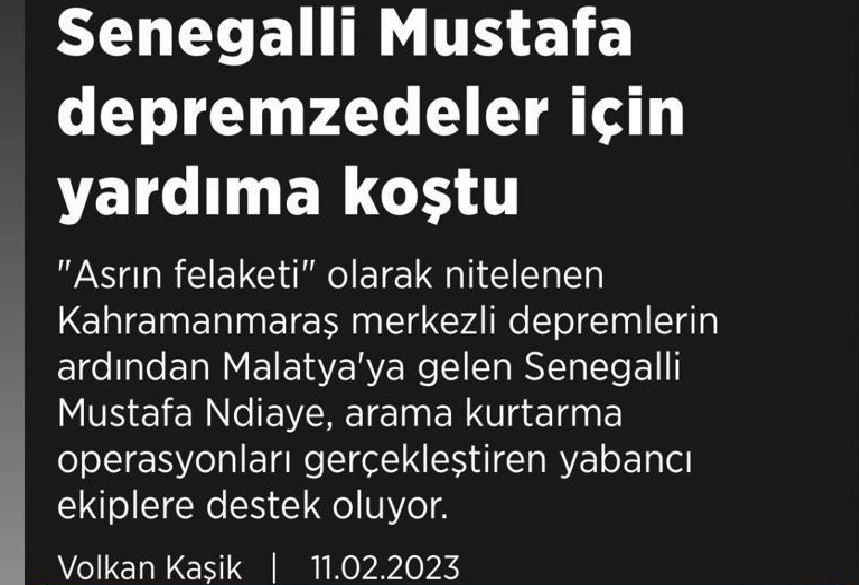 Turquie : Le Sénégalais Mustafa se précipite pour aider les victimes du tremblement de terre