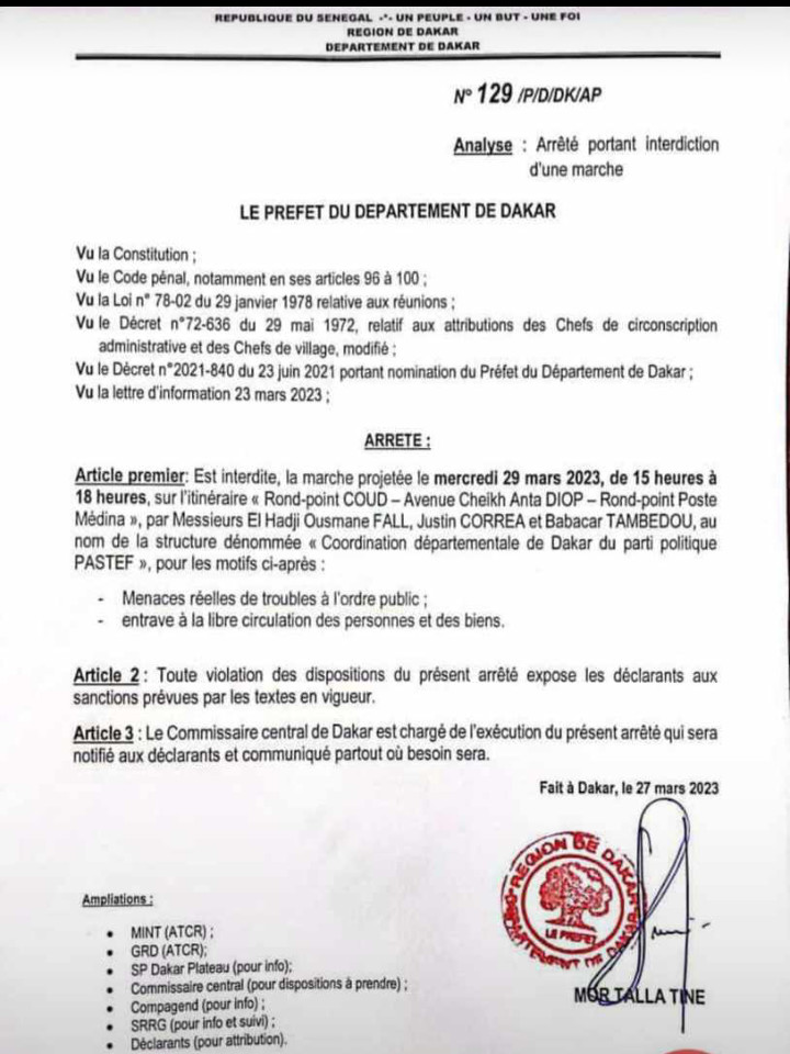 Le Prefet de Dakar interdit les marches de Yewwi Askan wi (Photos)
