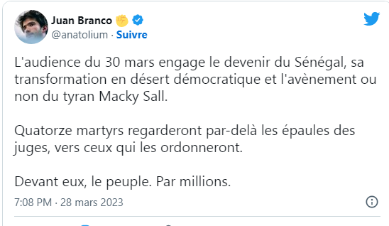 Juan Branco, avocat d'Ousmane Sonko: « L’audience du 30 mars engage le devenir du Sénégal…»