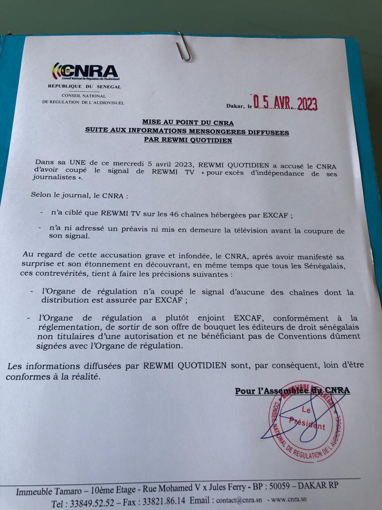 Affaire Rewmi tv: “Le CNRA n a suspendu aucune chaîne”