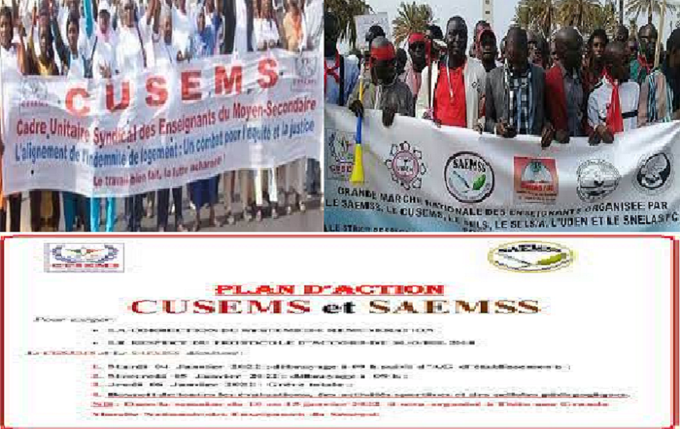 Système éducatif / Perturbations des cours : Le Saemss et le Cusems annoncent un débrayage et une grève totale