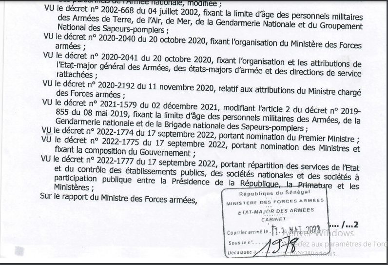 Décret présidentiel: Macky Sall suspend exceptionnellement, les départs à la retraite des personnels militaires des Armées