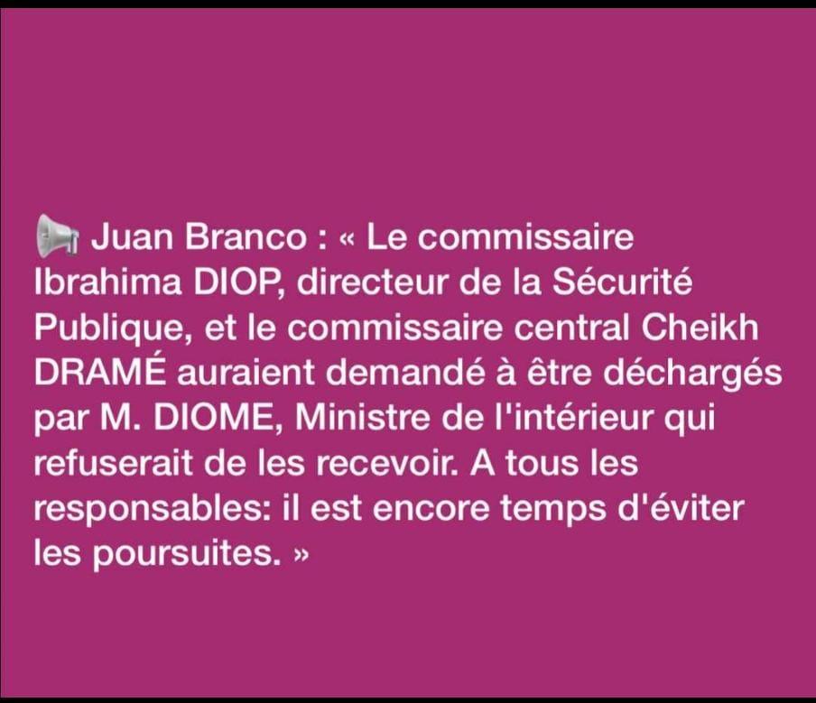 Fake news: Juan Branco accuse les Commissaires Ibrahima Diop et Cheikh Dramé, d’avoir demandé à être déchargés