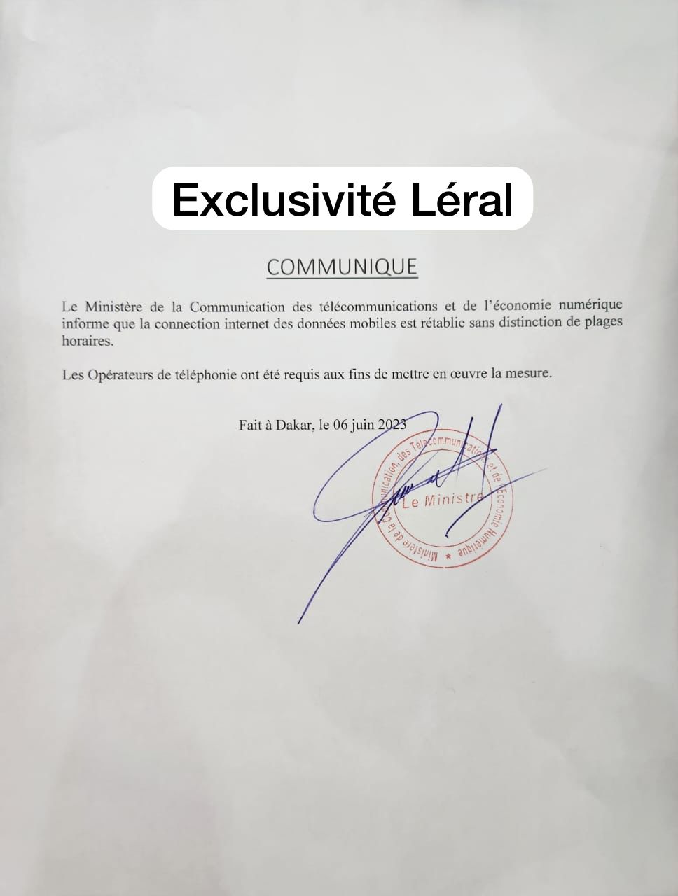 Exclusivité Leral : Les données mobiles rétablies et les opérateurs de réseaux requis