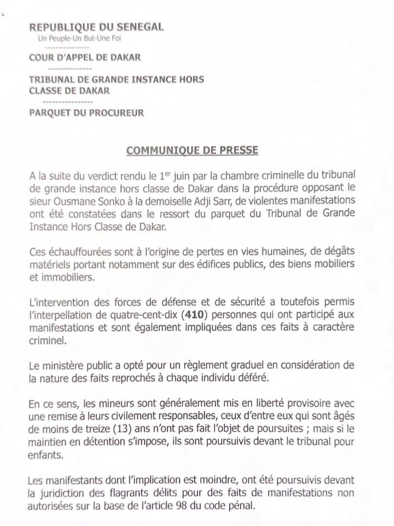 Manifestations : 410 personnes arrêtées, le procureur de la République annonce l'ouverture d'une information judiciaire