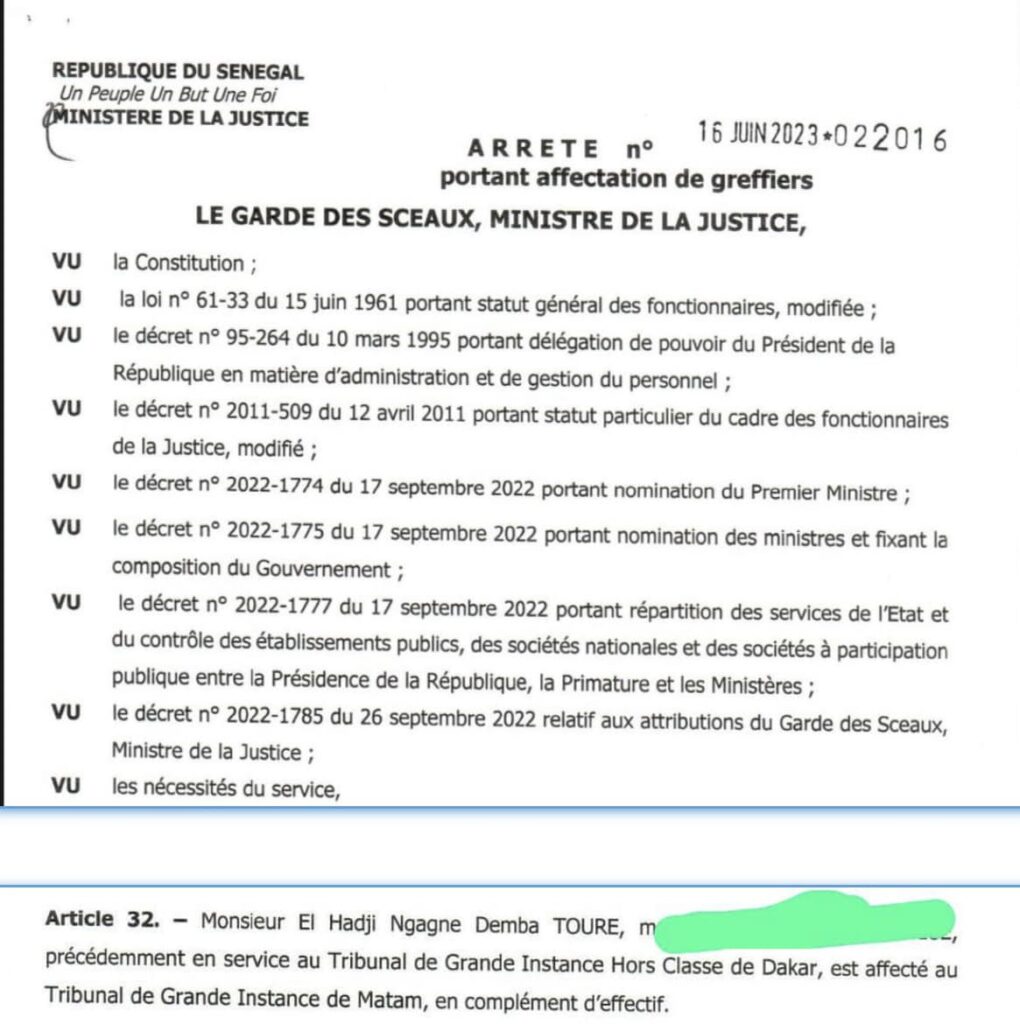 Me Ngagne Demba Touré affecté à Matam par le ministre de la Justice