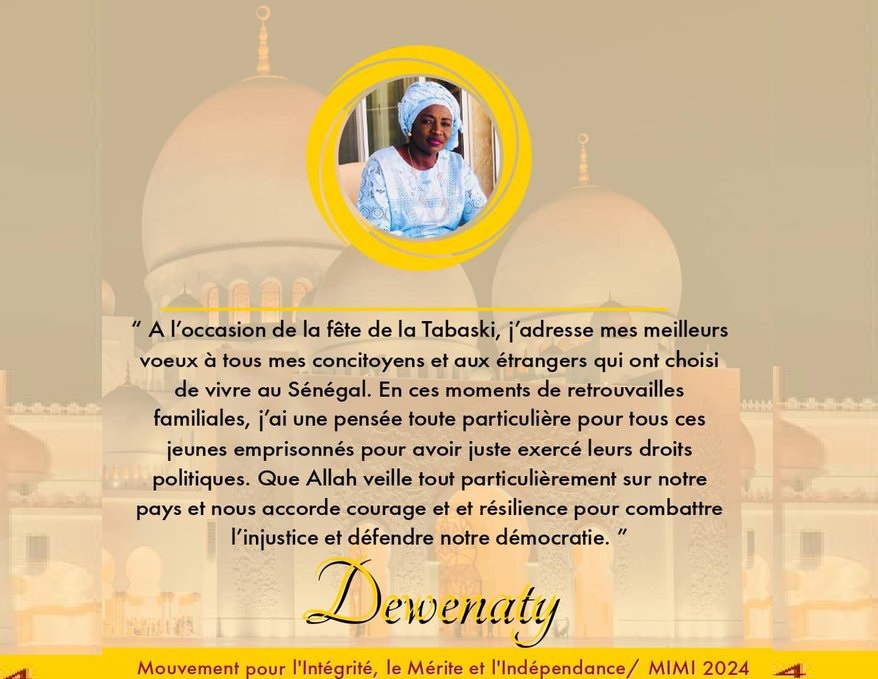 Tabaski 2923 : Les pensées de Mimi Touré pour notre démocratie et « ces jeunes emprisonnés pour avoir juste exercé leurs droits »