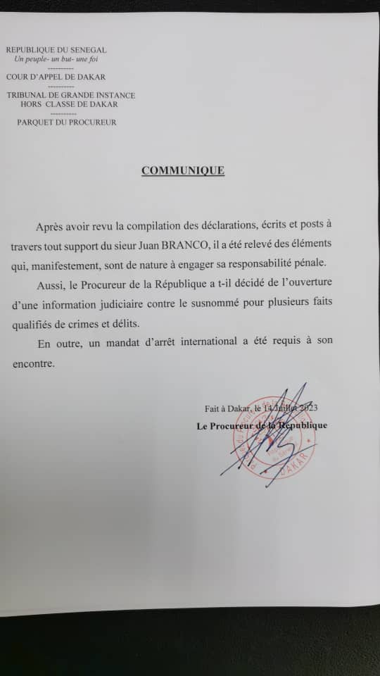 Sénégal: Le procureur de la République requiert un mandat d'arrêt international contre Me Juan Branco