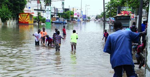 Des quartiers de Kaffrine sous les eaux de pluies