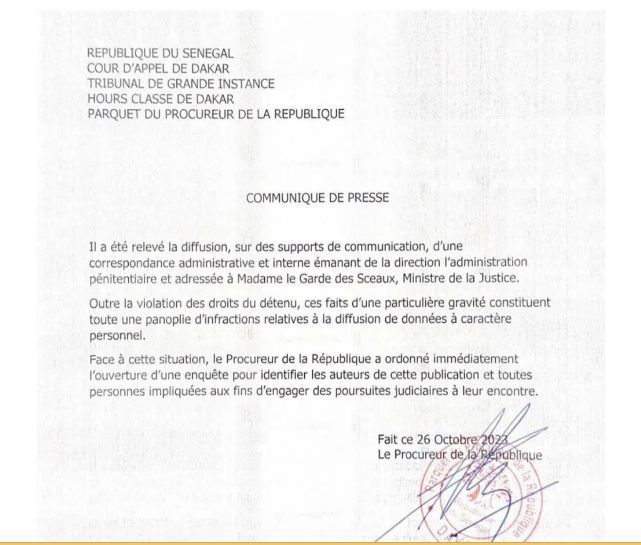 Document sur l’état de santé de Ousmane Sonko dévoilé : Le Procureur ordonne l’ouverture d’une enquête