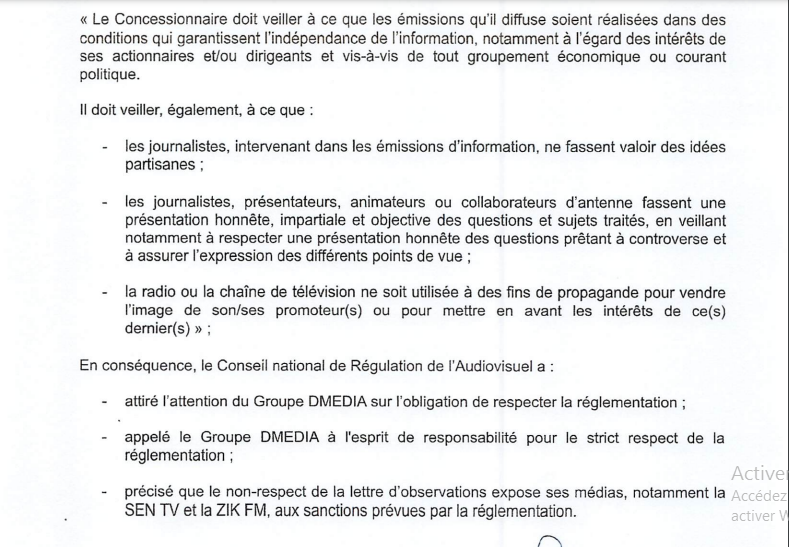 Groupe DMEDIA: Le CNRA adresse des observations et instruit à mettre un terme à la propagande en faveur de...