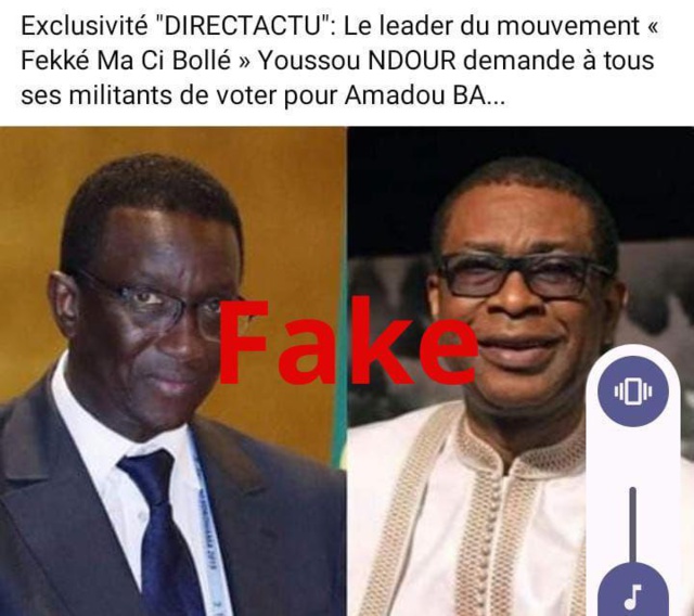 Fake news / Cette information sur Youssou Ndour et Amadou Bâ, est fausse !