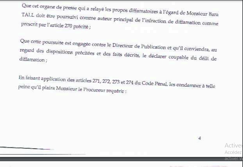 Diffamation: Bara Tall sert une citation directe au Directeur de publication de Kewoulo, Babacar Touré et à Clédor Sène