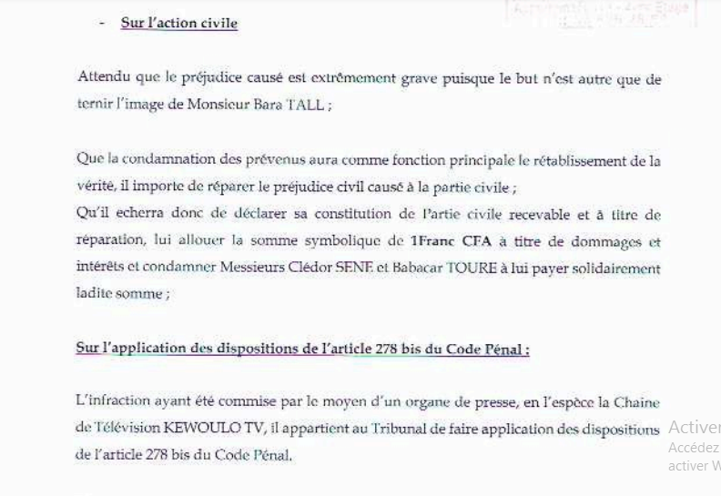 Diffamation: Bara Tall sert une citation directe au Directeur de publication de Kewoulo, Babacar Touré et à Clédor Sène