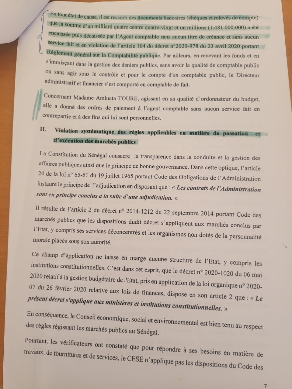 Les cafards de Mimi Touré à la tête du CESE : " La somme 2.136. 548.819 francs Cfa à été budgétisée et dépensée vers des destinations inconnues"