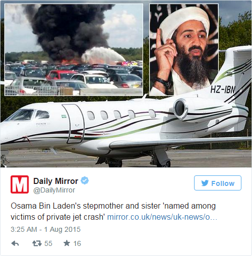 La belle-mère et l'une des soeurs de Ben Laden tuées dans un accident d'avion