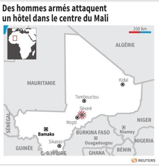 Mali: attaque en cours dans un hôtel de Sévaré, au moins un mort