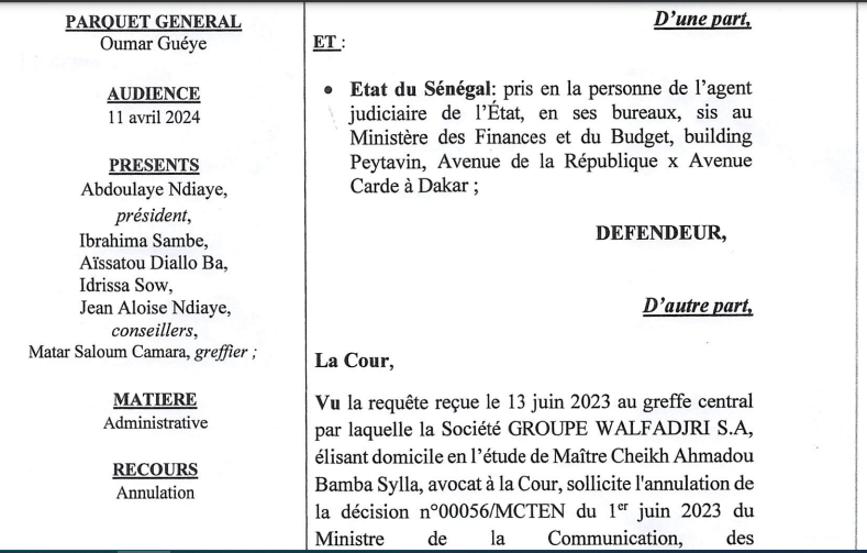 Walf : La Cour suprême vient d'annuler la suspension de son signal du mois de juin 2023