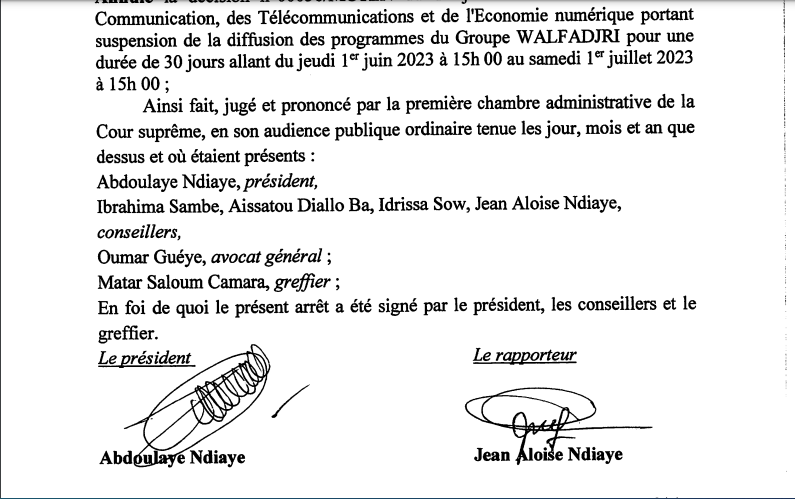 Walf : La Cour suprême vient d'annuler la suspension de son signal du mois de juin 2023