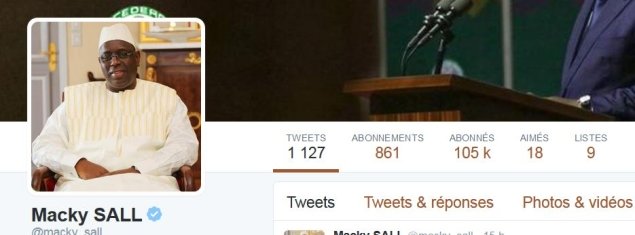 Le compte Twitter du Président Macky Sall obtient la certification