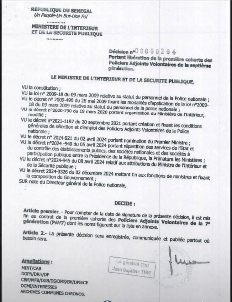 Le ministère de l’Intérieur met fin au contrat de la première cohorte des Policiers Adjoints Volontaires de la 7e génération (PAV7)