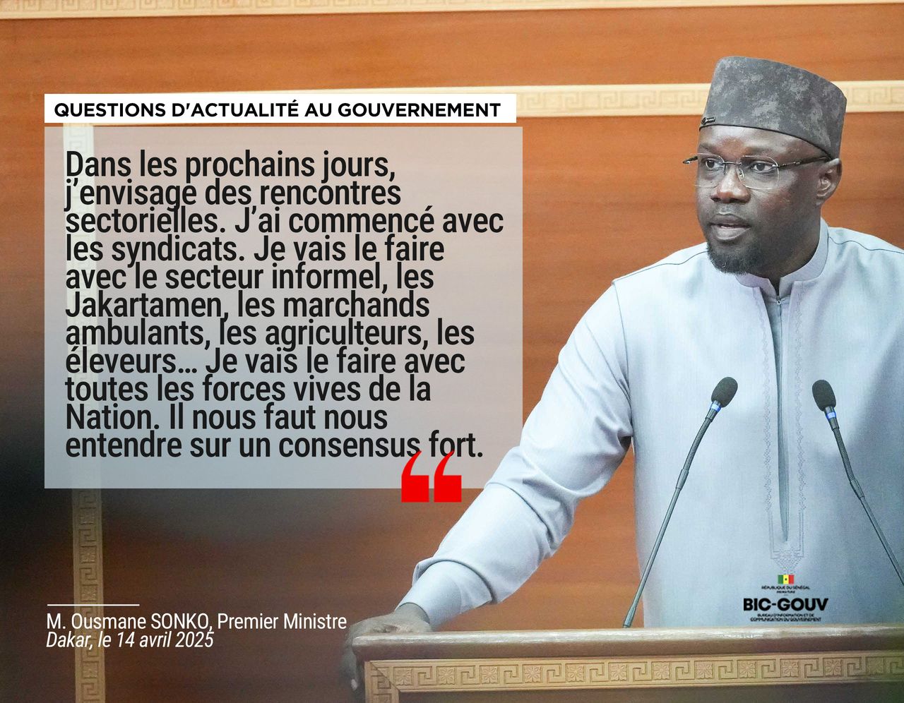 Assemblée nationale : Le Premier Ministre Ousmane Sonko projette des rencontres sectorielles dans les prochains jours