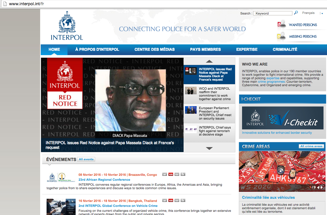 Corruption  à l'IAAF: Un avis de recherche international lancé par Interpol contre Papa Massata Diack