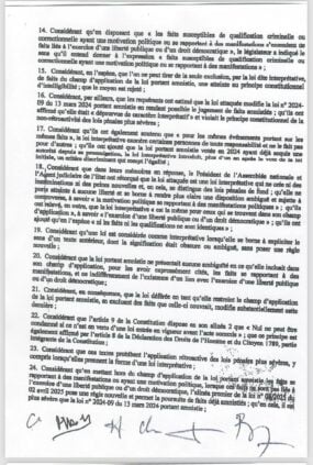 Urgent : Le Conseil constitutionnel a rejeté la loi interprétative de la loi d’Amnistie