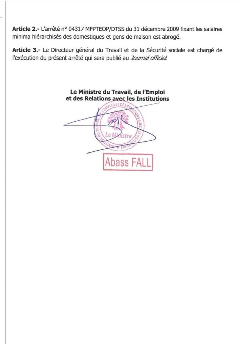 Travailleurs domestiques : Le ministère revoit les salaires minima à la hausse